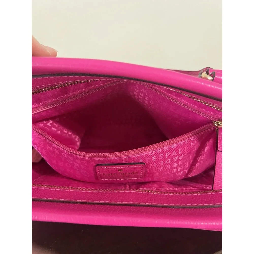 Kate Spade New York Pink Pebbled Satchel Top Handle Zip Bag w/ Detachable Strap